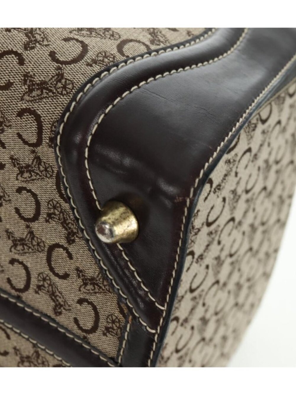 CELINE C Sulky Boston Bag Canvas Brown Gold - Picture 10 of 16